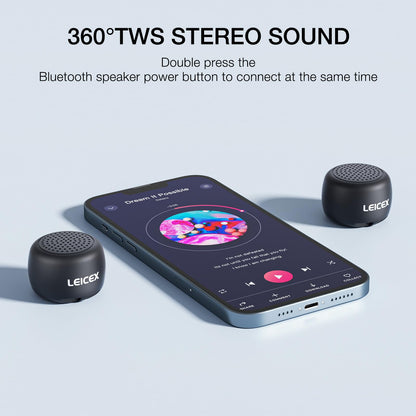 LEICEX Mini Bluetooth Speaker, Small Tiny Portable Bluetooth 5.0 Speakers Perfect for Outdoor Indoor(Black)