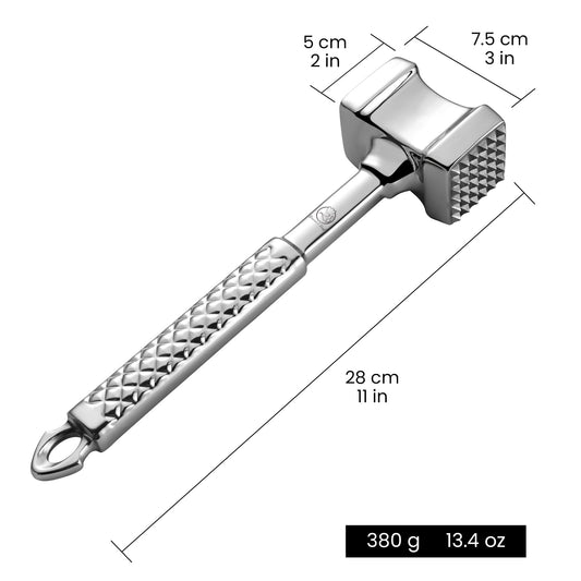 Meat Tenderizer Mallet Stainless Steel, Premium Meat Hammer Tenderizer, Kitchen Mallet for Chicken, Conch, Veal Cutlets & Beef, Steak Pounder Flattener, Non-Slip Grip with 5 years Warranty
