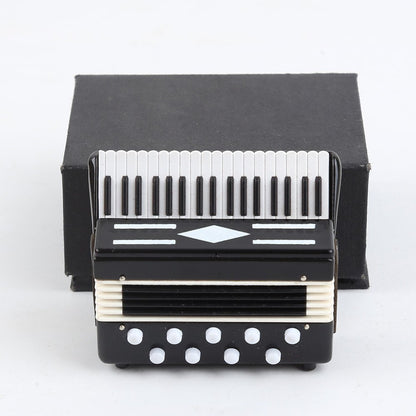 Dselvgvu Miniature Accordion with Case Mini Musical Instrument Accordion Replica Collectible Figurines Dollhouse Accessories Model Home Decoration Display Ornament (Black, 2.76"x2.36"x1.18")