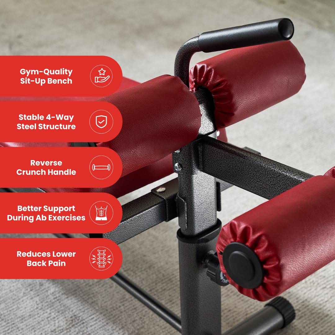 Finer Form Gym-Quality Sit Up Bench with Reverse Crunch Handle - Curved Ab Workout Bench for Your Home Gym. More Effective than an Ab Machine or Ab Roller. Get Abdominal Weight Bench for Decline Bench Press Right in Your Home Gym