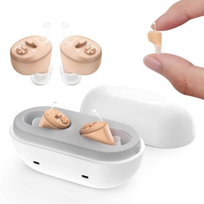 Rechargeable Hearing Aids for Seniors Adults, OTC In-the-Ear Hearing Aid Not Amplifier, Hearing Aides for Men Women Hearing Loss, Invisible Hearing Ear Buds Earbuds, Useful Elderly Gifts