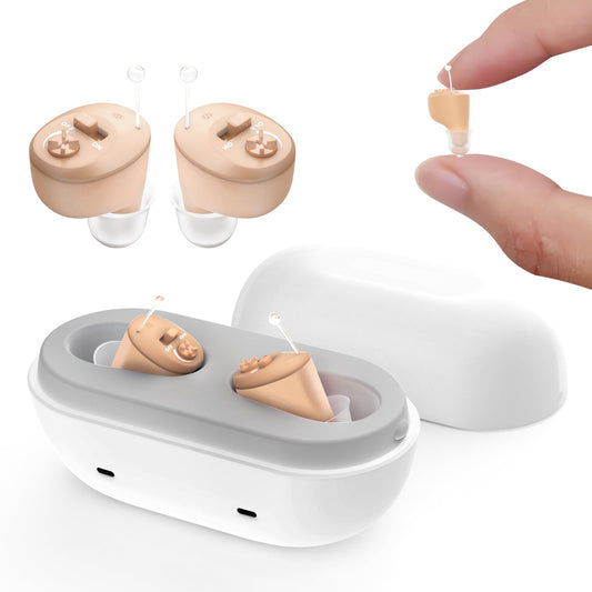 Rechargeable Hearing Aids for Seniors Adults, OTC In-the-Ear Hearing Aid Not Amplifier, Hearing Aides for Men Women Hearing Loss, Invisible Hearing Ear Buds Earbuds, Useful Elderly Gifts