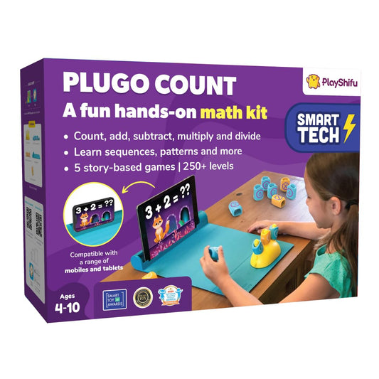 PlayShifu STEM Toy Math Game - Plugo Count (Kit + App with 5 Interactive Math Games) Educational Toy for 4 5 6 7 8 Year Old Birthday Gifts | Story-Based Learning for Kids (Works with tabs/mobiles)