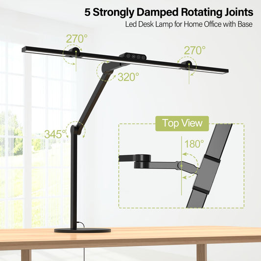 Micomlan Architect Desk Lamp with Atmosphere Lighting, Adjustable Led Desk Light for Home Office with Base, 24W Bright Auto Dimming Table Light with Rotatable Swing Arm for Workbench Computer