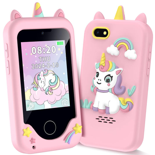 Kids Phone for Girls Boys, Touchscreen Toddler Smartphone Learning Toy, 3-10 Year Old Christmas Birthday Gift, Play Cell Phone With Camera, Games, Music, 8GB Card