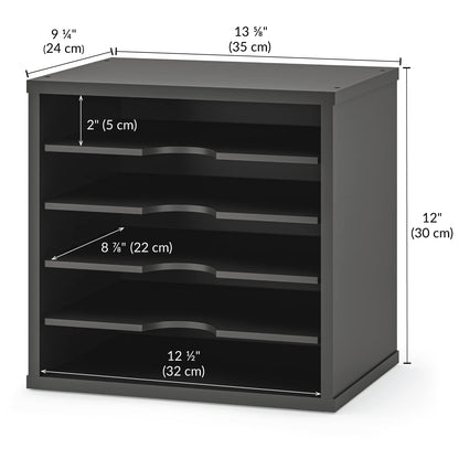 Ballucci File Organizer Paper Sorter, 5 Tier Adjustable Shelves Office Desk Organizer, 13 5/8" x 9 1/4" x 12", Black