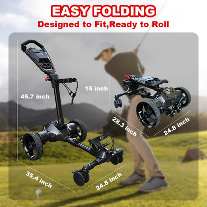 Icango caddy G3 Electric Golf cart,Electric Golf Caddy That Follows You，Anti-Tipping, 45H Battery, 3-Motion Folding Design, All-Terrain (App/Remote/Manual Control), Black