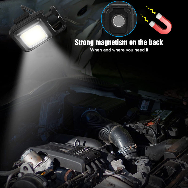 FFKQBH LED Flashlight Cob Keychain Work Light, Triple Light Flashlight with 3 Modes, EDC Purse Light, Rechargeable Flashlights for Home, Camping, Walking (4)