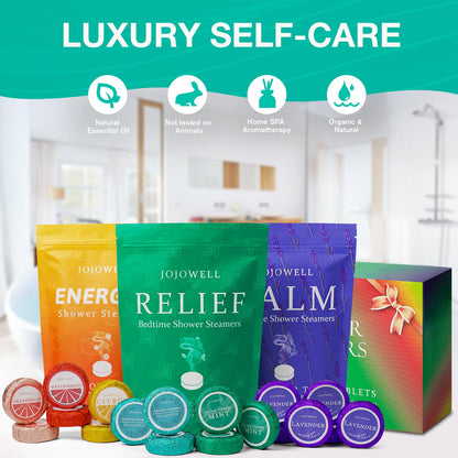 Shower Steamers Aromatherapy - 18 Pack Gifts for Women, Organic Essential Oils, Self Care, Birthday, Mothers Day Gifts for Women, Men, Mom, Dad