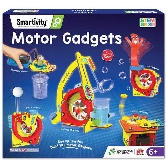 Smartivity 10in1 Motor Gadgets Kit for Kids I STEM Toys for Ages 6,7,8,9,10,11,12,13 Years | Build Cool Electronics Projects | Birthday Gifts for Boys & Girls | Science Kit for Kids 6-13