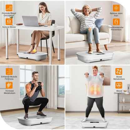 Vibration Plate Exercise Machine for Lymphatic Drainage - 400LBS Capacity Whole Body Vibration Platform with 99 Speeds & Bluetooth Music, Home Gym Equipment for Weight Loss & Fitness