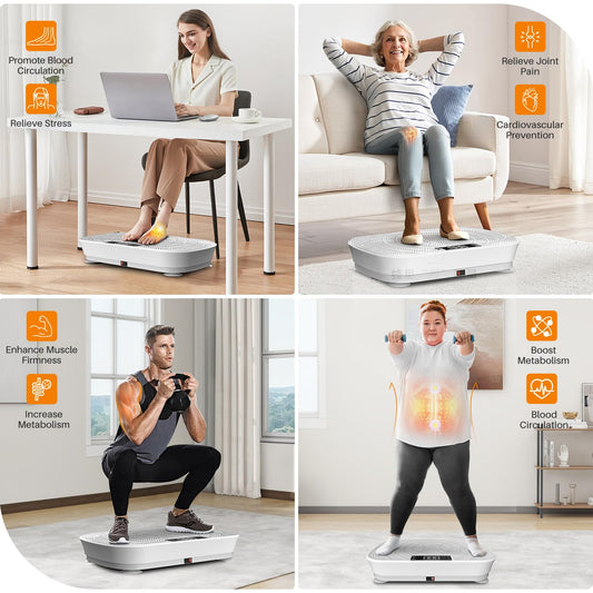 Vibration Plate Exercise Machine for Lymphatic Drainage - 400LBS Capacity Whole Body Vibration Platform with 99 Speeds & Bluetooth Music, Home Gym Equipment for Weight Loss & Fitness
