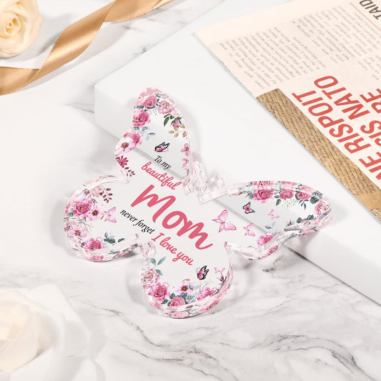 Mothers Day Gifts for Mom from Daughter Son: Eletorot Unique Mom Birthday Gifts, Butterfly-Shaped Acrylic Keepsake Decorations, 5x3.8 inch Christmas Presents Ideas for Love Mom Grandma Wife