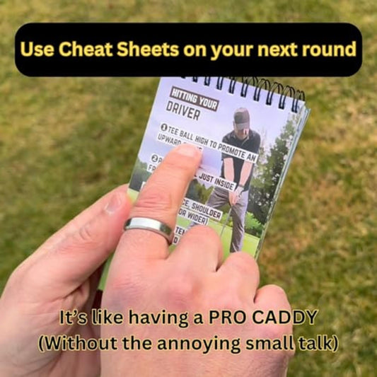 Golf Cheat Sheets – Guide for Golf Swing Improvement - 175+ Essential Tips for 36 Different Shots – Waterproof and Durable Pocket Golf Training Aid - Ultimate Golf Accessories for Golf Swing Training