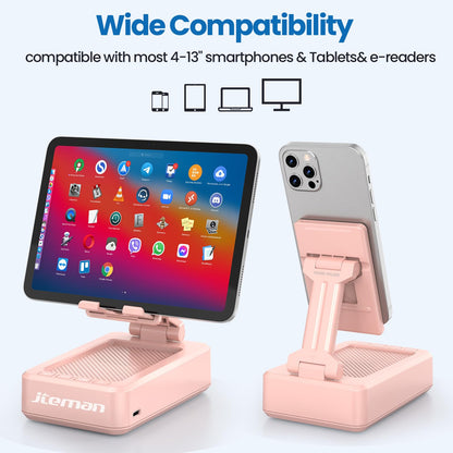 JTEMAN Portable Wireless Bluetooth Speakers with Phone Stand,Gifts for Women and Men,Birthday Christmas for Women Men,Kitchen Gadgets for Men,Compatible for iPhone/Samsung/Mini iPad - Pink