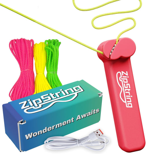 ZipString Original - As Seen on Shark Tank - Classic ZipString Rope Launcher Toy, Perfect for Kids & Adults - Fly a String Loop in The Air for Endless Tricks & Fun, Wonderment Awaits, Rock'it Red