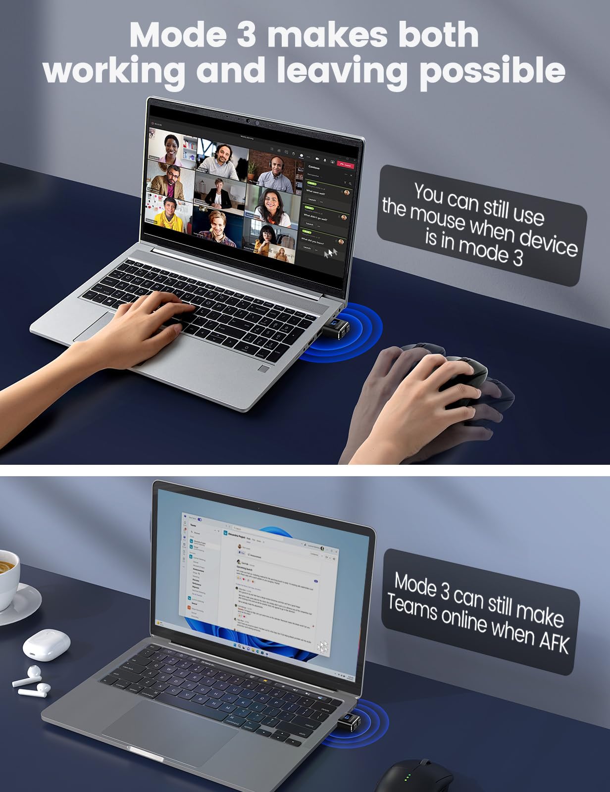 Meatanty Metal Tiny Mouse Jiggler, USB Mouse Mover Undetectable, Automatic Shaker with Separate Mode and ON/Off Buttons, Mouse Moving Device LED Screen, Wiggler Giggler Keep Computer/PC/Laptop Awake