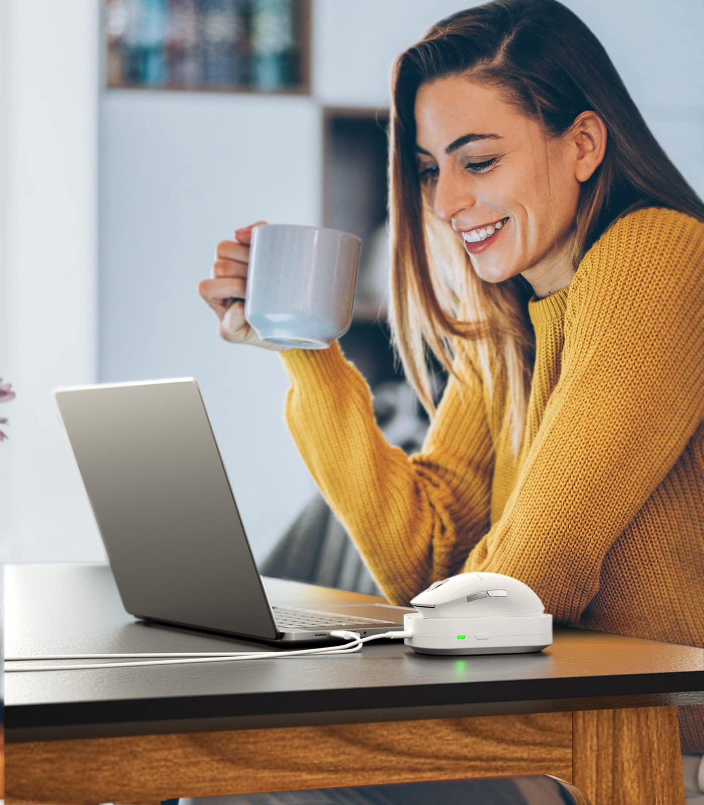 BNING Mouse Jiggler Undetectable, Automatic Mouse Mover Device for Computer Laptop Awakening, No Software & Driver with ON/Off Switch Mouse Shaker, Work from Home Must Haves (Boho)