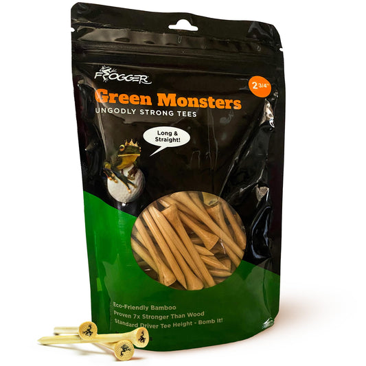 Frogger Green Monsters Bamboo Golf Tees, 50 Count (2-3/4"), Made from Ultra-Strong and Sustainable Bamboo, Stronger Than Traditional Hard Wood Tees