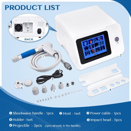 PUYGEH Shock Wave Therapy Machine for Joint Muscle Pain Relief Muscle and Bone Tissue 10 bar Pneumatic Therapy Machine Non-Invasive No Side Effects