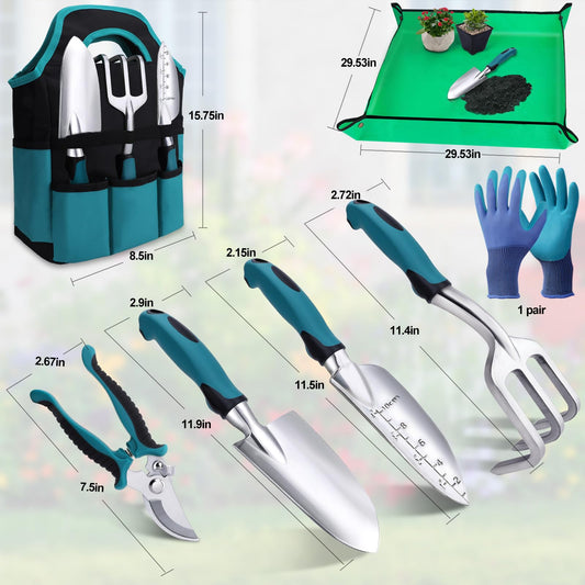 Kynup Garden Tools 7-Piece, Gardening Hand Tools, Gardening Tools Set with Rust-Proof,Stainless Steel, Aluminum Alloy Material, Gardening Supplies Set Ideal Gift