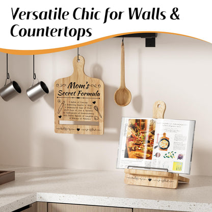 Mothers Day Gifts for Mom, Mom Gifts from Daughters, Mother's Day Gifts Ideas, Mom Birthday Gifts, Mothers Day Kitchen Gadgets, Cookbook Stand for Kitchen Counter, Recipe Cook Book Holder (with Card)