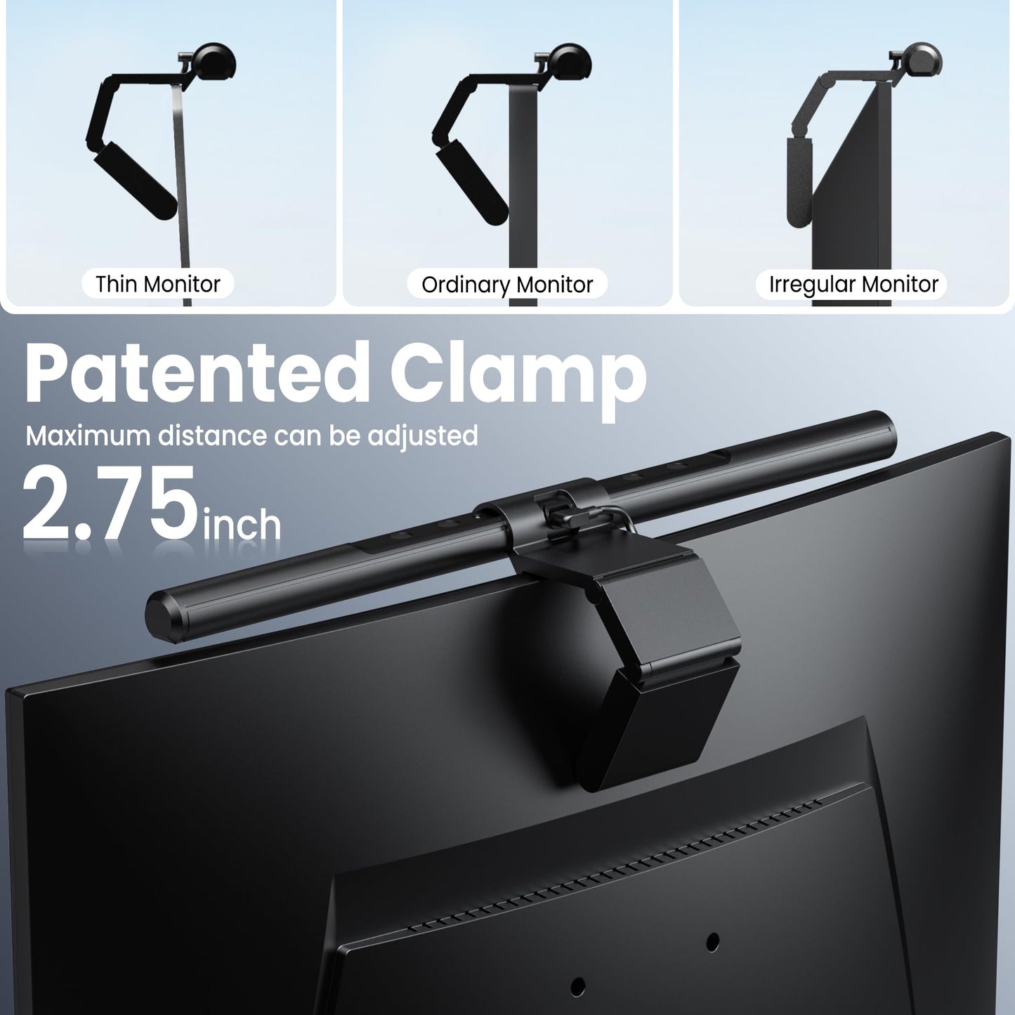 Quntis Computer Monitor Lamp, Screen Monitor Light Bar for Eye Caring, USB Reading LED Task Lamp with Auto-Dimming, Dimmable Light Bar, Touch Control, No Glare Space Saving Home Office Desk Lamps