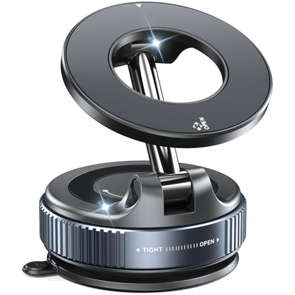 CreaDream Car Phone Mount for Magsafe, Ultra Strong Vacuum Magnetic Suction Cup Cell Phone Holder with 360° Rotation, Foldable Phone Holders for Your Car, Car Accessories for All Smartphones（Black）
