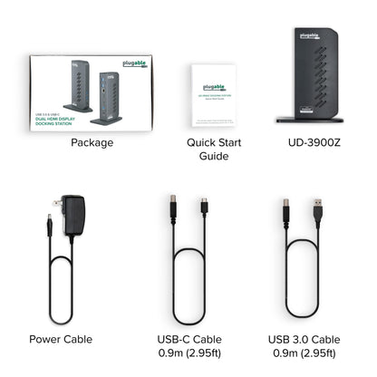 Plugable USB 3.0 and USB-C Universal Laptop Docking Station with 2 HDMI Ports for Windows, Mac, and ChromeOS (Gigabit Ethernet, Audio)