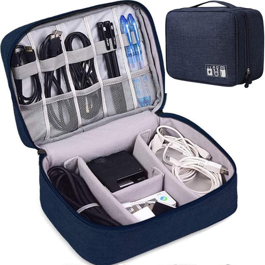 Electronics Accessories Organizer Bag, Electronic Organizer Travel Universal Cable Organizer Electronics Accessories Cases for Cable,Charger, Phone, USB, SD Card, Business Travel Gadget Bag, Dark Blue