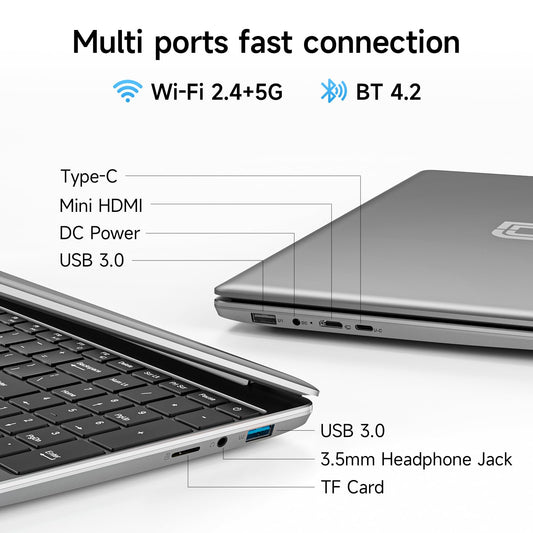 15.6 Inch Laptop with Office 365, 4GB RAM, 128GB Storage Expandable 1TB, 5205U Processor, HD Display, Windows 11 Laptops Computer, Wi-Fi 5, BT4.2, Numpad, Type-C, for Business and Students.