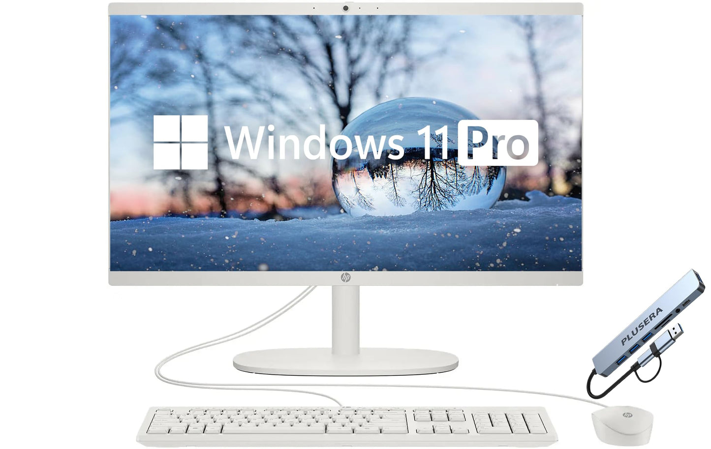 HP 21.5" FHD All-in-One Desktop Computer, 64GB RAM 2.5TB Storage (2TB SSD+512GB Docking Station Set), Dual-Core Intel Celeron, Windows 11 Pro with Microsoft Office Home & Business Included, Snow White
