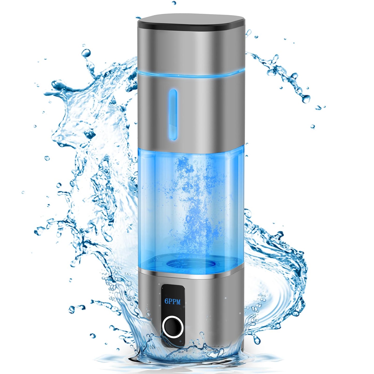 Hydrogen Water Bottle 6000-8000PPB, 2 Modes Rechargeable Portable Hydrogen Water Bottle Generator,Ion Water Bottle with LED Display, Water Ionizer Machine Suitable for Office,Travel and Daily Drinking