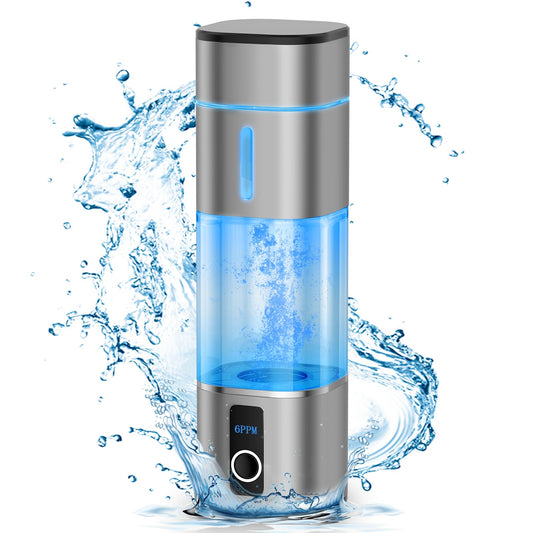 Hydrogen Water Bottle 6000-8000PPB, 2 Modes Rechargeable Portable Hydrogen Water Bottle Generator,Ion Water Bottle with LED Display, Water Ionizer Machine Suitable for Office,Travel and Daily Drinking