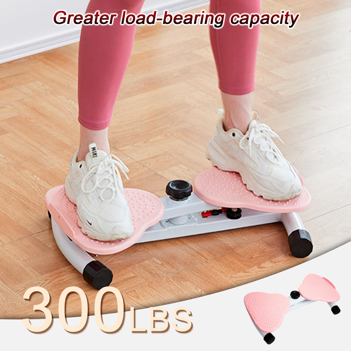 Sttlejura Waist Twist Workout Machine, Ab Machine with 300 lbs Weight for Slim Waist and Core Ab Exercise Foot Massage and Weight Loss, Noiseless Home Gym Exercise Equipment for Women Men(Pink)