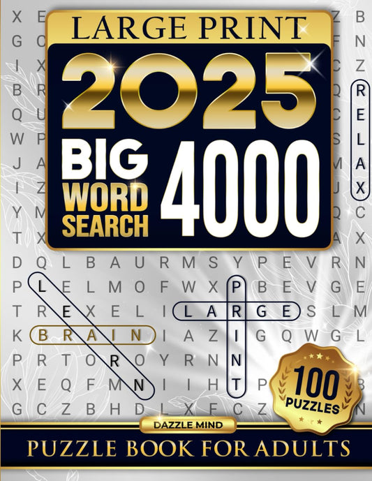 Word Search Books for Adults Large Print Puzzle: Big Word Find Puzzles for Adult & Seniors To Keep Mind Busy, Activity Games for Elderly Men Women Stress Relief, Relaxing (Fun Mindfulness Gift)