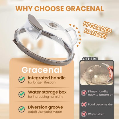 Gracenal Microwave Splatter Cover for Food, Upgraded Microwave Cover with Water Steamer, Integrated Handle, 10” Plate Covers, Splatter Guard, Kitchen Gadgets & Accessories, House Essentials for Gift