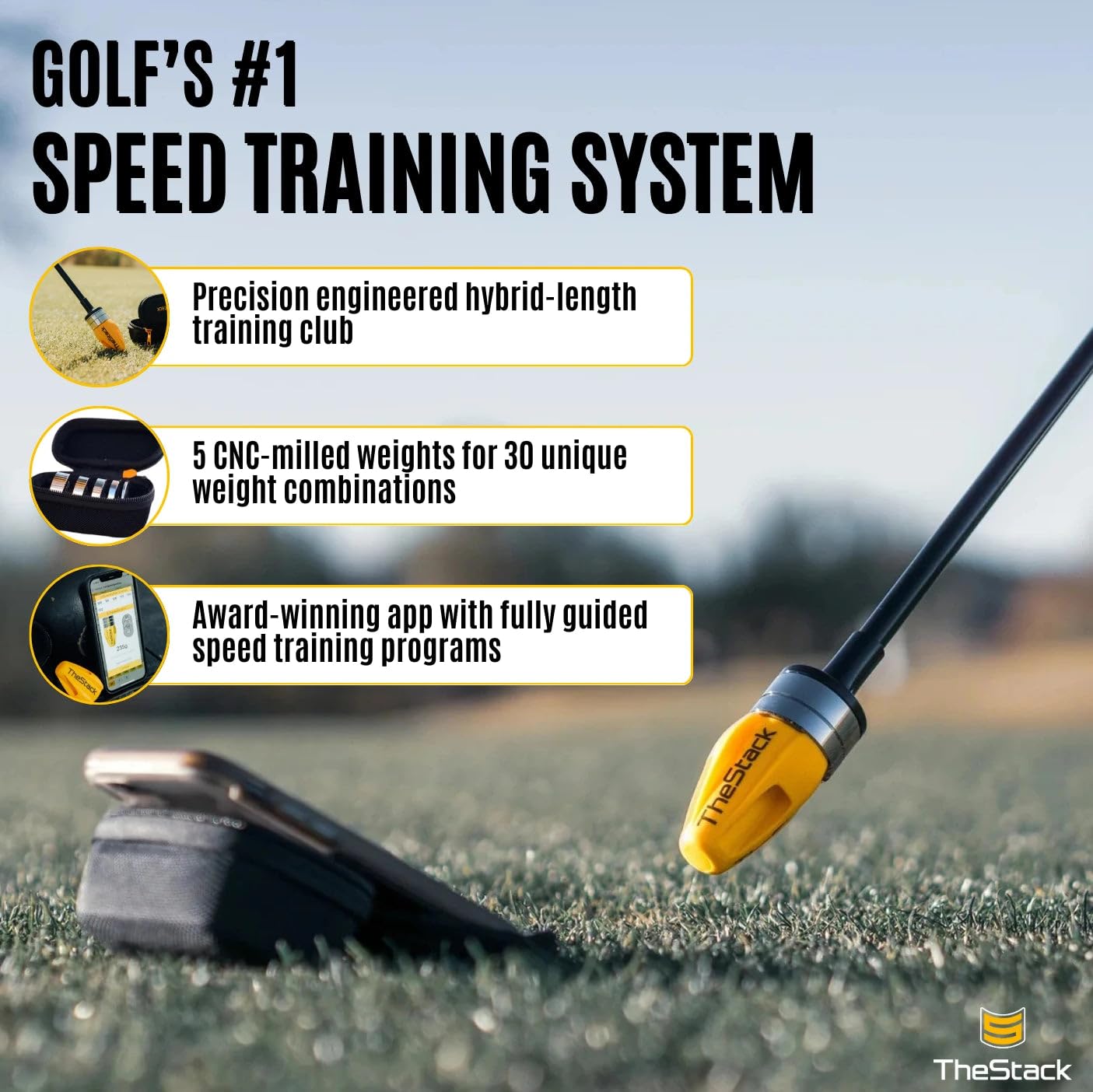 TheStack™ | Golf Swing Speed Trainer | Weighted Golf Training Aid | Golf Swing Trainer Golf Swing Training Aid | Golf Trainer Practice for Men and Women