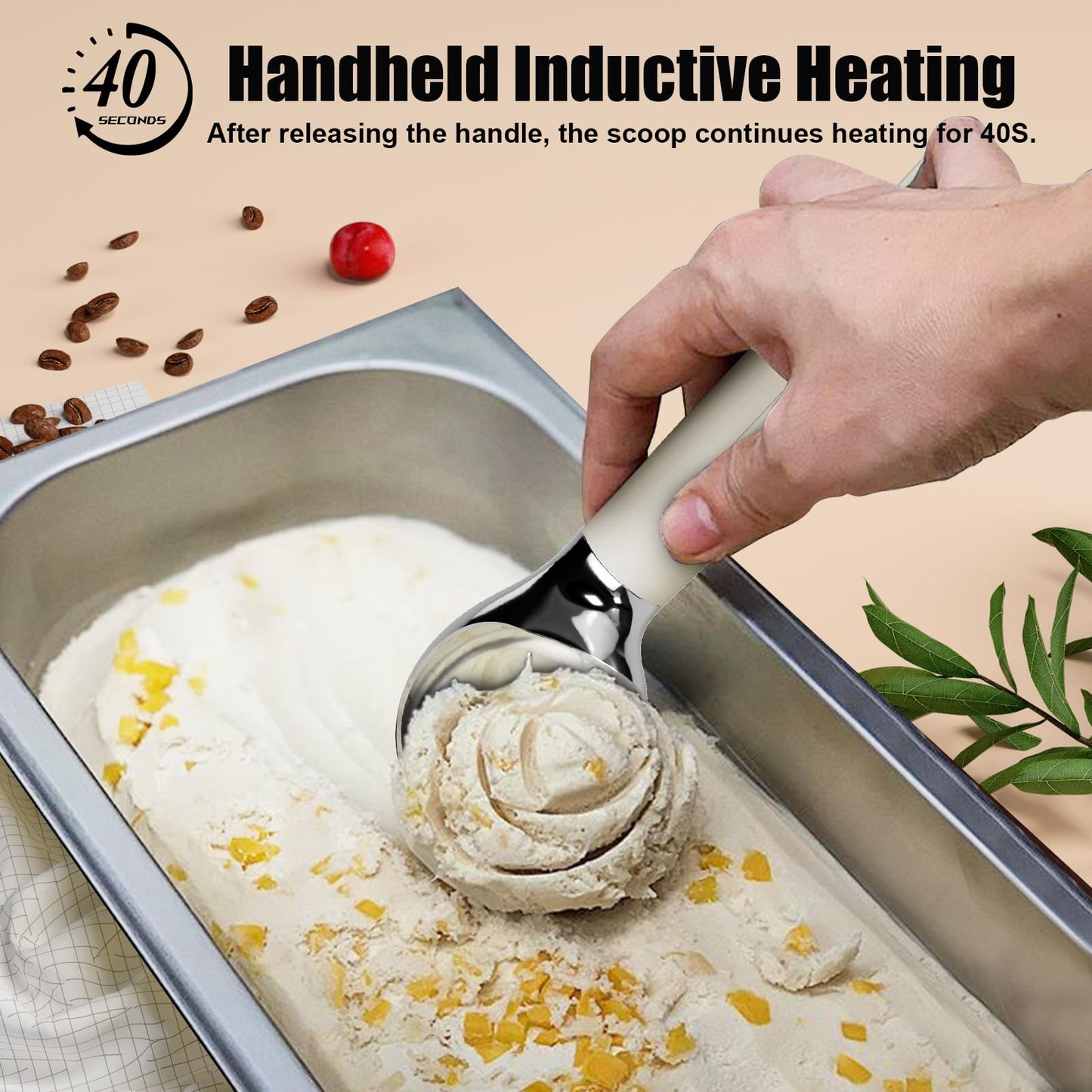 Dalicode Heated Ice Cream Scoop – Electric Scooper for Hard Ice Cream and Desserts, Handheld Heating Up to 158°F, Rechargeable with LED Display, Easy to Clean, Ideal Summer Gift