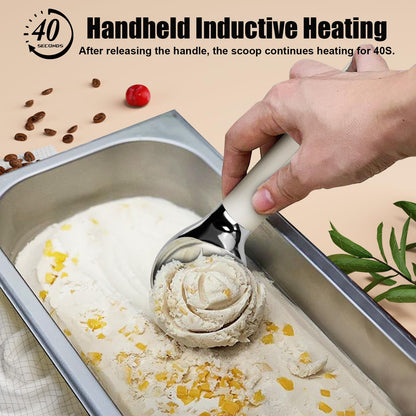 Dalicode Heated Ice Cream Scoop – Electric Scooper for Hard Ice Cream and Desserts, Handheld Heating Up to 158°F, Rechargeable with LED Display, Easy to Clean, Ideal Summer Gift