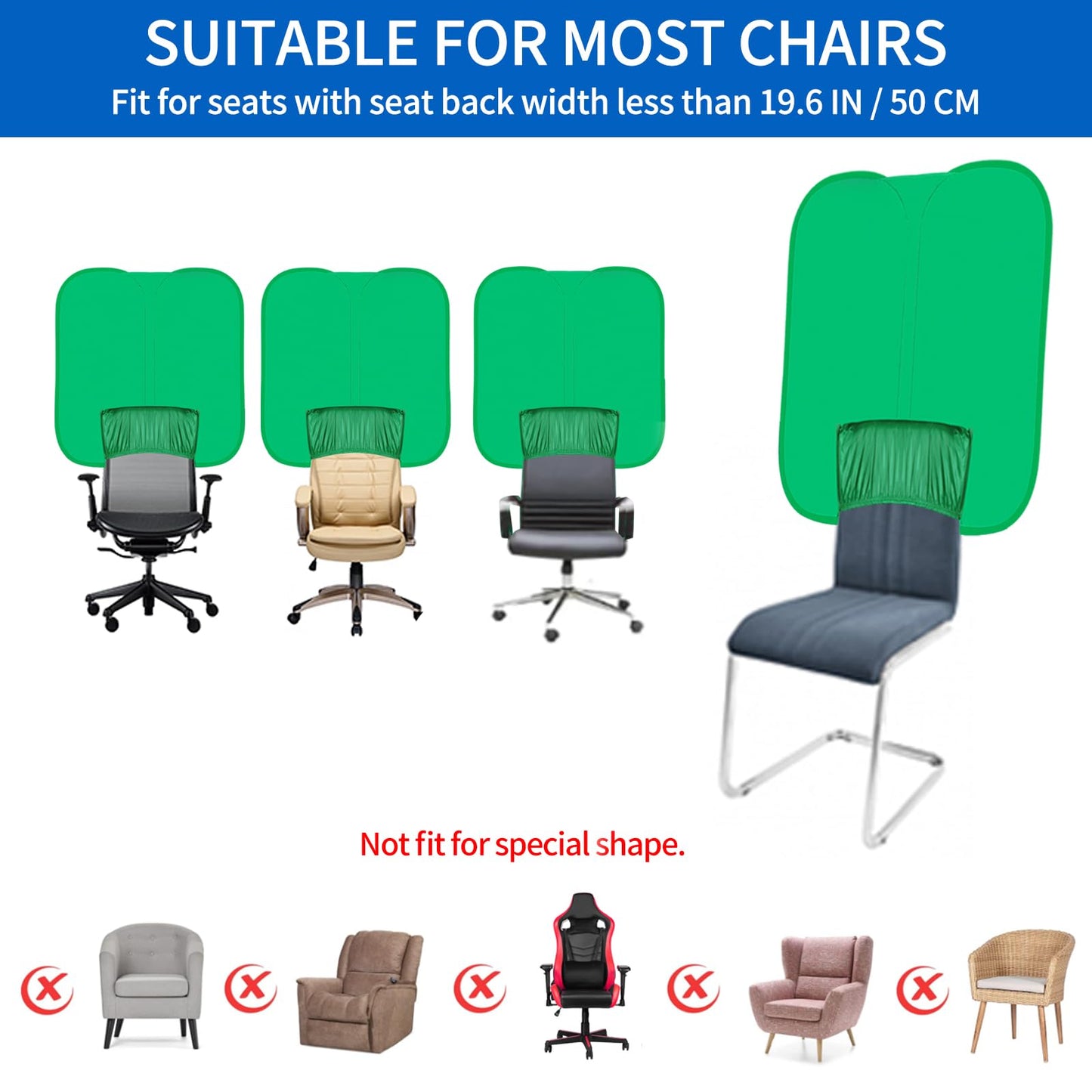 Green Screen Chair,Green Screen Background 40IN,Pop Up Portable Chromakey Backdrop with Stand,Collapsible Attachable Panel for Photo and Video Shooting, Live Streaming,Zoom,Gaming