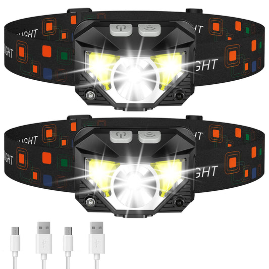 LHKNL Headlamp Flashlight, 1200 Lumen Ultra-Light Bright LED Rechargeable Headlight with White Red Light,2-Pack Waterproof Motion Sensor Head Lamp,8 Modes for Outdoor Camping Running Hiking Fishing