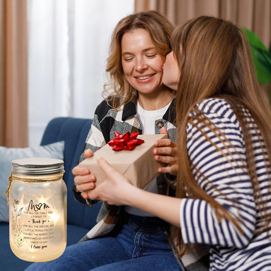 KUCHEY Mothers Day Gifts for Mom from Daughter Son, Mason Jar Night Lights, Birthday Gifts for Mom, Home Decorations Night