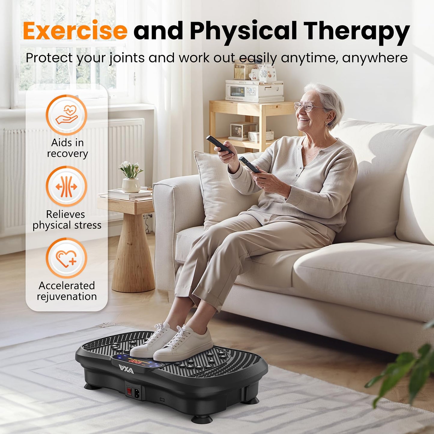 AXV Vibration Plate Fitness Platform Exercise Machine Vibrating Lymphatic Drainage Shaking Full Body Shaker Workout Vibrate Stand Shake Board Sport Gym for Weight Loss Fat Burner for Women Men