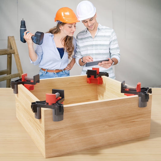 WETOLS Corner Clamp for Woodworking, 90 Degree Right Angle Clamp, Wood Clamps, 4Pcs Adjustable Spring Loaded Woodworking Clamp, Gifts for Dad, Birthday Gifts for Men, Photo Framing, Orange