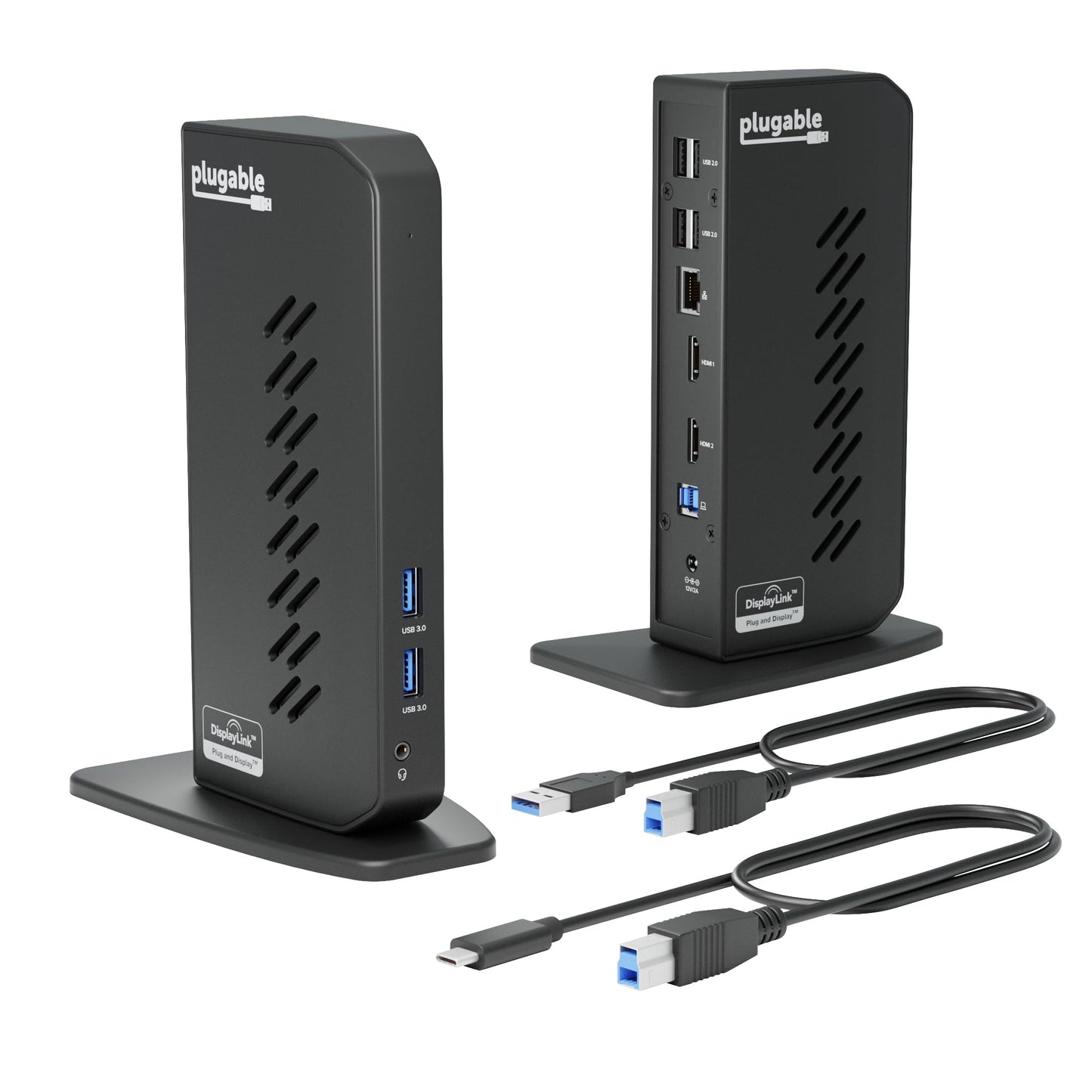 Plugable USB 3.0 and USB-C Universal Laptop Docking Station with 2 HDMI Ports for Windows, Mac, and ChromeOS (Gigabit Ethernet, Audio)