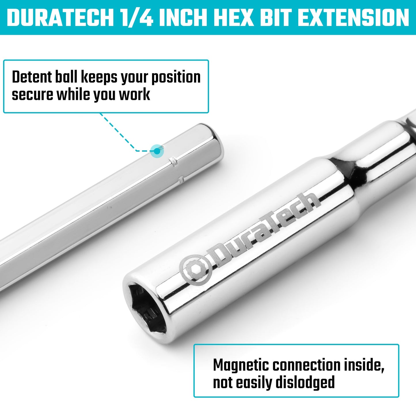 DURATECH 1/4" Flex Head T-Handle Ratchet, Mini Ratchet Wrench with Hex Bit Extension Set, Compatible with Standard 1/4" Hex Bits or Sockets, Portable and Versatile Repair Tool for Tight Spaces