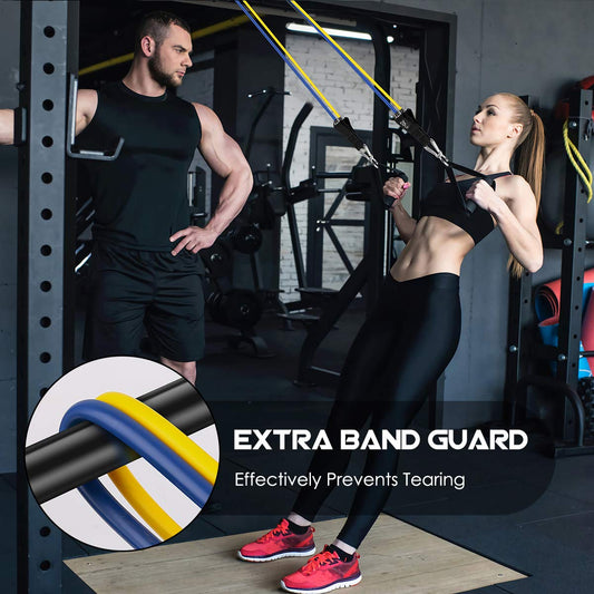 VEICK Resistance Bands, Exercise Bands, Workout Bands Set for Working Out with Handles for Men Women, Elastic Exercising Bands for Fitness Weights Work Out at Home Gym
