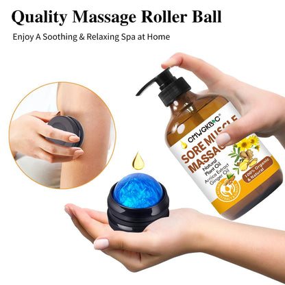 Massage Oil for Massage Therapy,Lymphatic Drainage-Ginger Oil Sore Muscle Arnica Oil &Lavender Oil Relaxing Massage Oils for Date Night,Massage Ball,Mothers Day Gifts for Wife,Women, Gifts for Him Her
