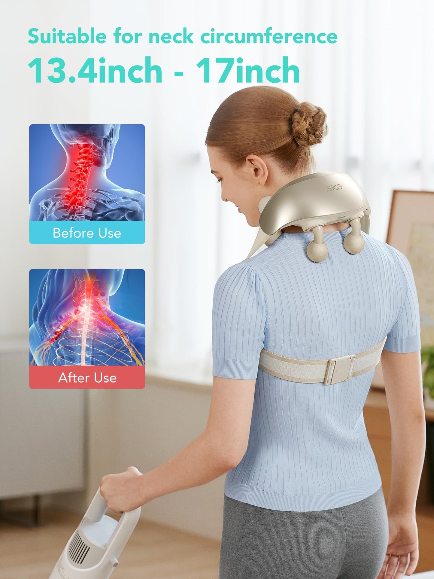 SKG Neck Massager for Pain Relief Deep Tissue FSA HSA Eligible Shiatsu Cordless Massager with Heat Neck and Shoulder Massage Mother Day Gift H7 Ultra
